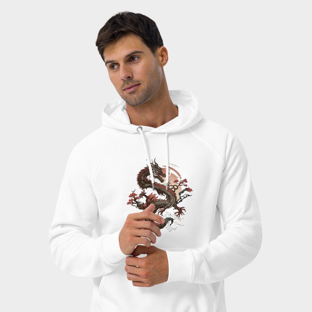 LouVoyage - Hoodie Men - Dragon Illustration - Black & White - XS/3XL