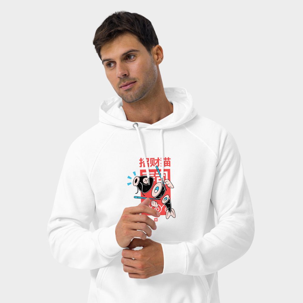 LouVoyage - Hoodie Men - Sushi & Fish - White - XS/3XL