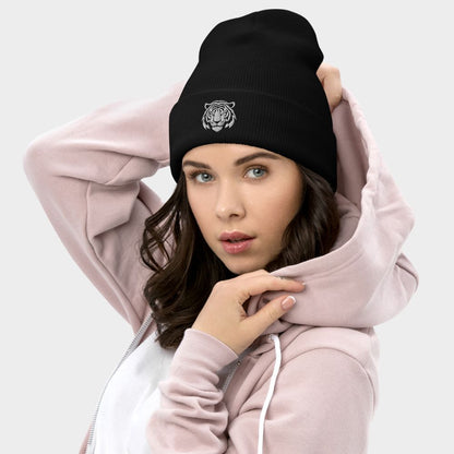 LouVoyage - Beanie Women - Embroidery - Tiger - Black