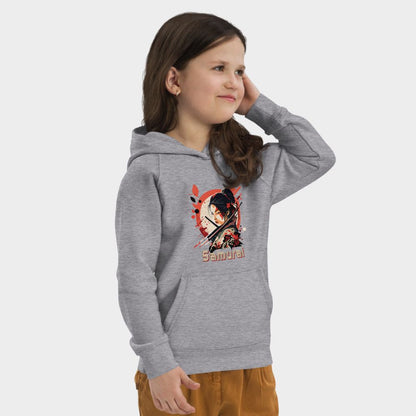 LouVoyage - Hoodie Girls - Samurai Geisha Tattoo - Black & Gray - 4/12Y