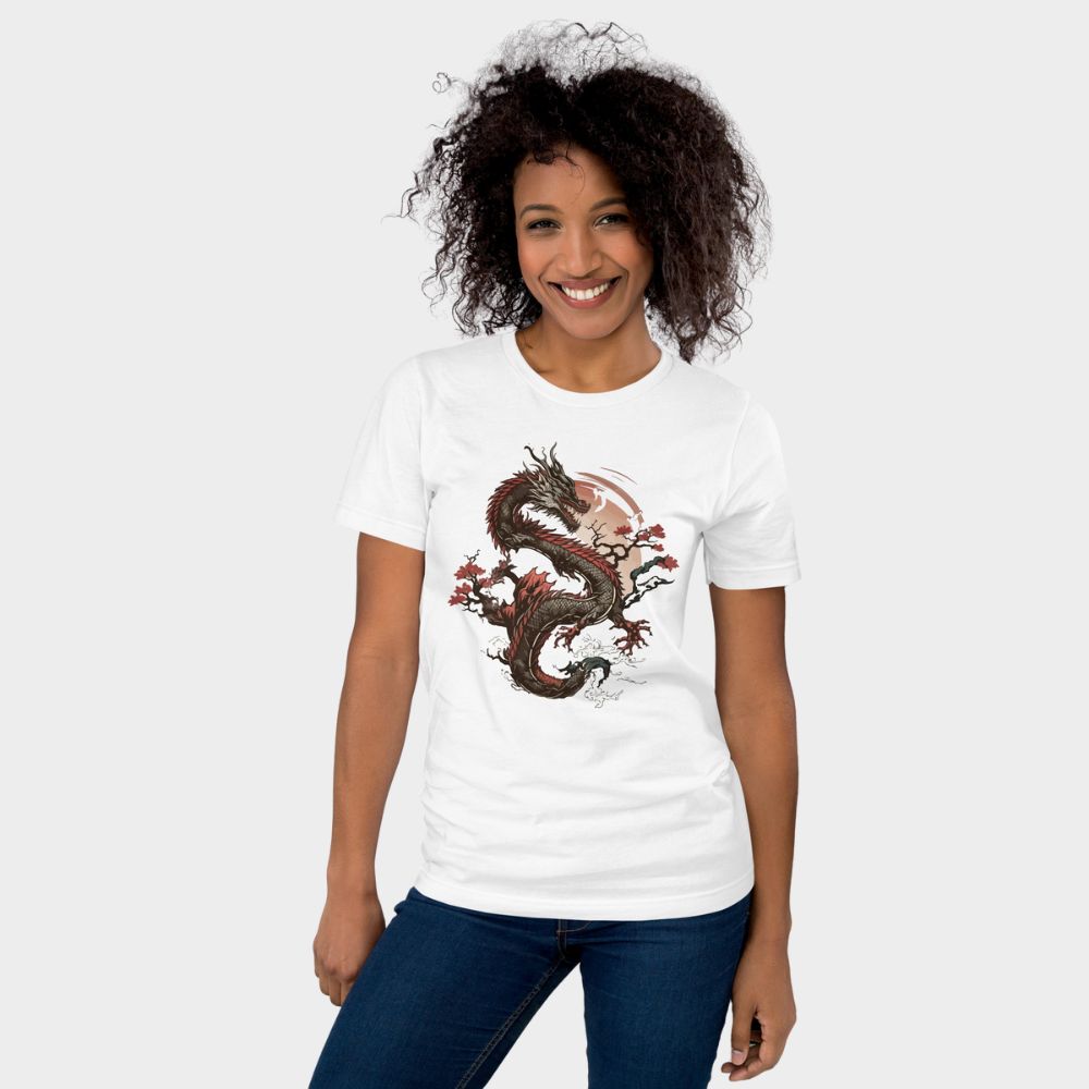 LouVoyage - T-shirt Women - Legendary Dragon - Black & White & Gray - XS/3XL