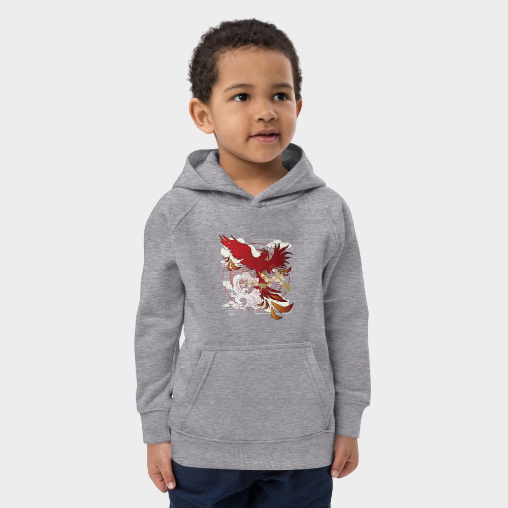 LouVoyage - Hoodie Boys - Japanese Phoenix - Black & Gray - 4/12Y