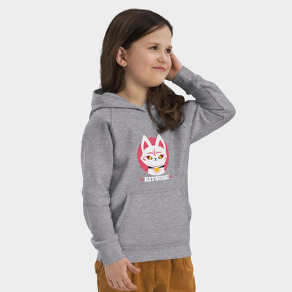 LouVoyage - Hoodie Girls - Kawaii Kitsune - Black & Gray - 4/12Y