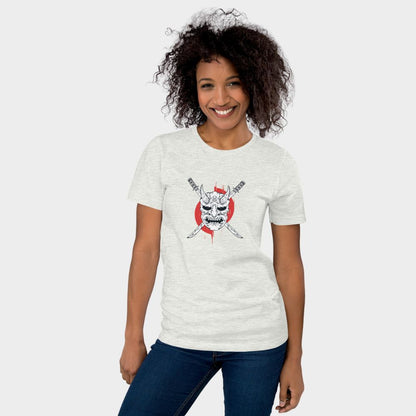 LouVoyage - T-shirt Women - Oni Katana - White & Gray - XS/3XL