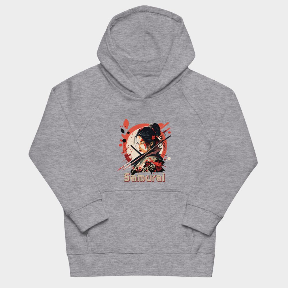 LouVoyage - Hoodie Girls - Samurai Geisha Tattoo - Black & Gray - 4/12Y