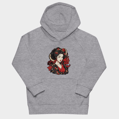 LouVoyage - Hoodie Girls - Geisha Tattoo - Black & Gray - 4/12Y