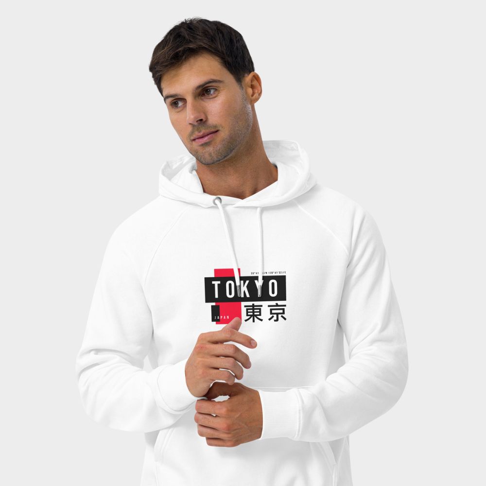 LouVoyage - Hoodie Men - Tokyo in Modern Japan - White - XS/3XL