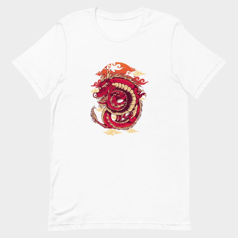 LouVoyage - T-shirt Women - Red Dragon - Black & White - XS/3XL