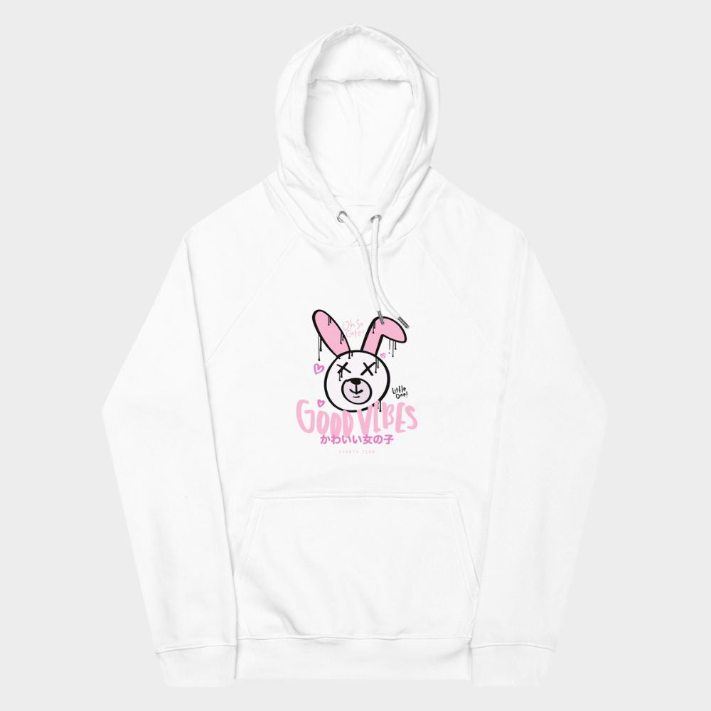 LouVoyage - Hoodie Women - Rabbit in Good Vibes - Black & White - XS/3XL