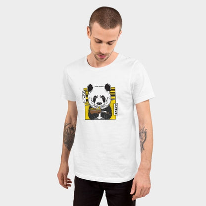 LouVoyage - T-shirt Men - Panda Food - Black & White - XS/3XL