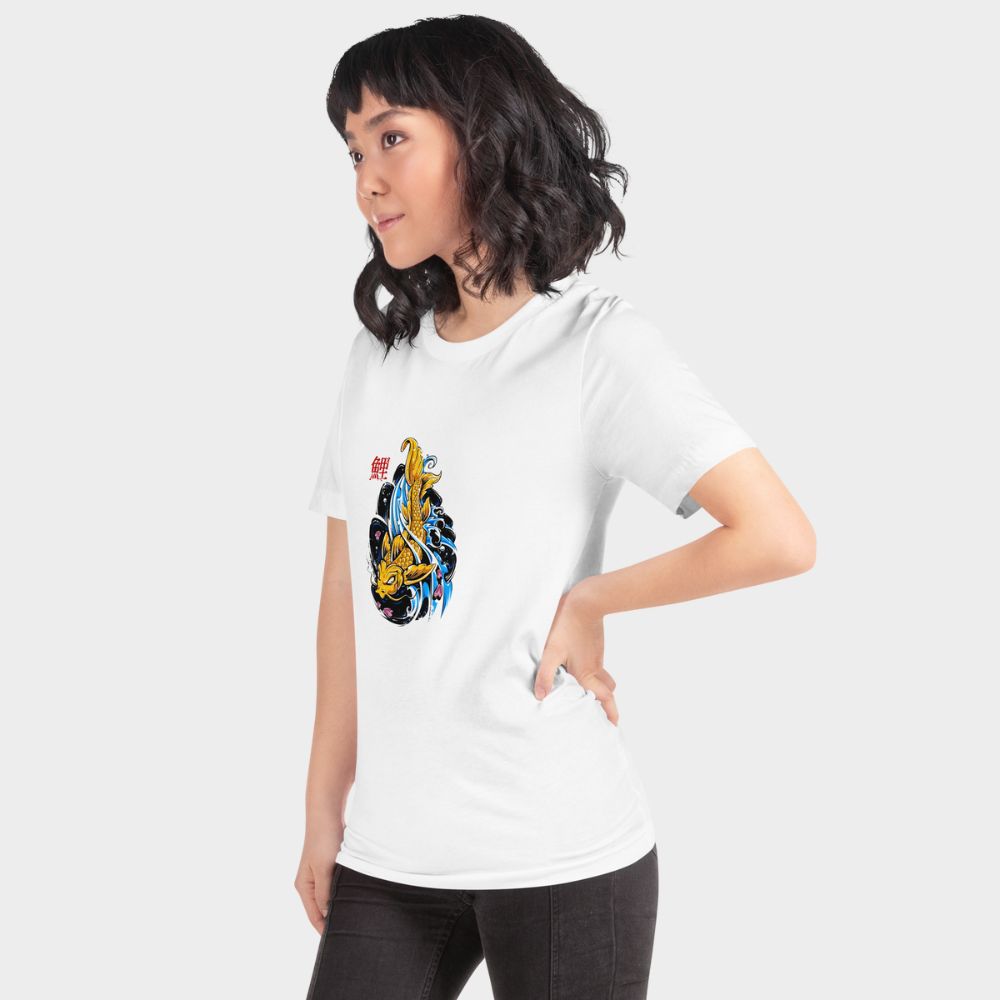 LouVoyage - T-shirt Women - Koi Fish in Fuy - White - XS/3XL