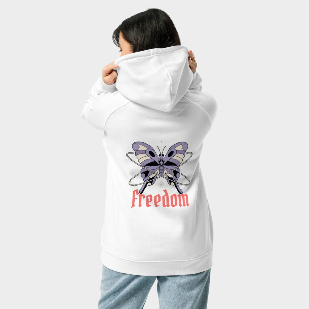 LouVoyage - Hoodie Women - Butterfly of Freedom - Black & White - XS/3XL