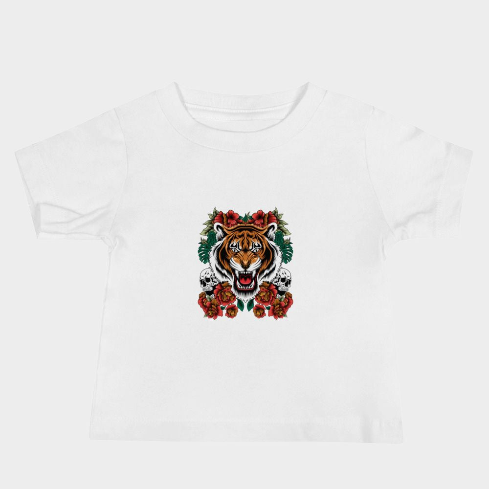 LouVoyage - T-shirt Baby - Tiger x Flower - Black & White - 6/24M