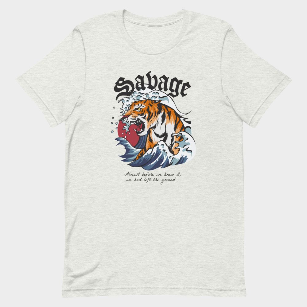 LouVoyage - T-shirt Men - Savage Tiger - White & Gray - XS/3XL