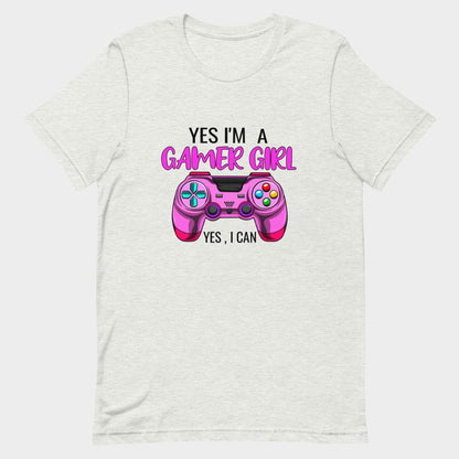 LouVoyage - T-shirt Women - I am a Gamer Girl - White & Gray - XS/3XL