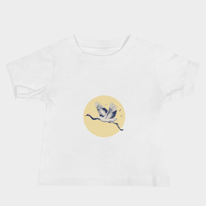 LouVoyage - T-shirt Baby - Japanese Crane - Black & White - 6/24M