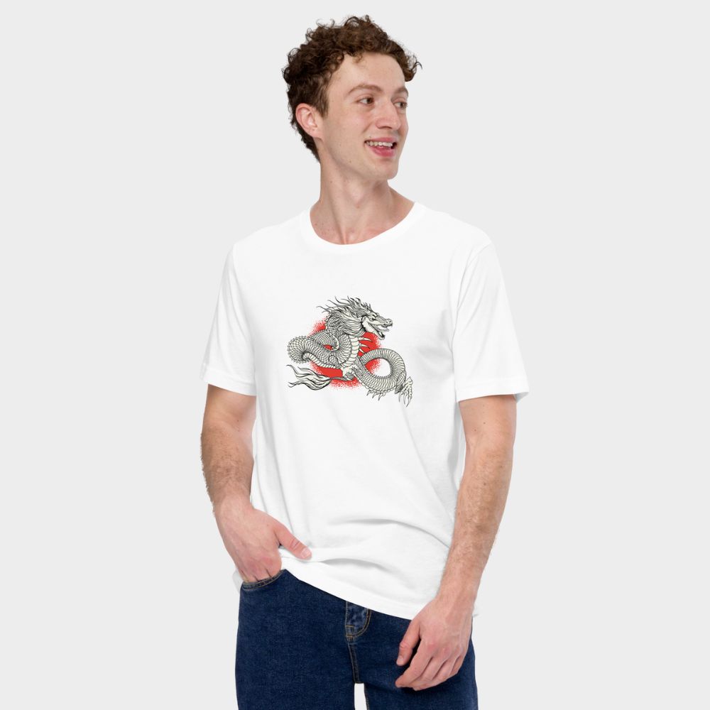 LouVoyage - T-shirt Men - Dragon Illustration - Black & White - XS/3XL