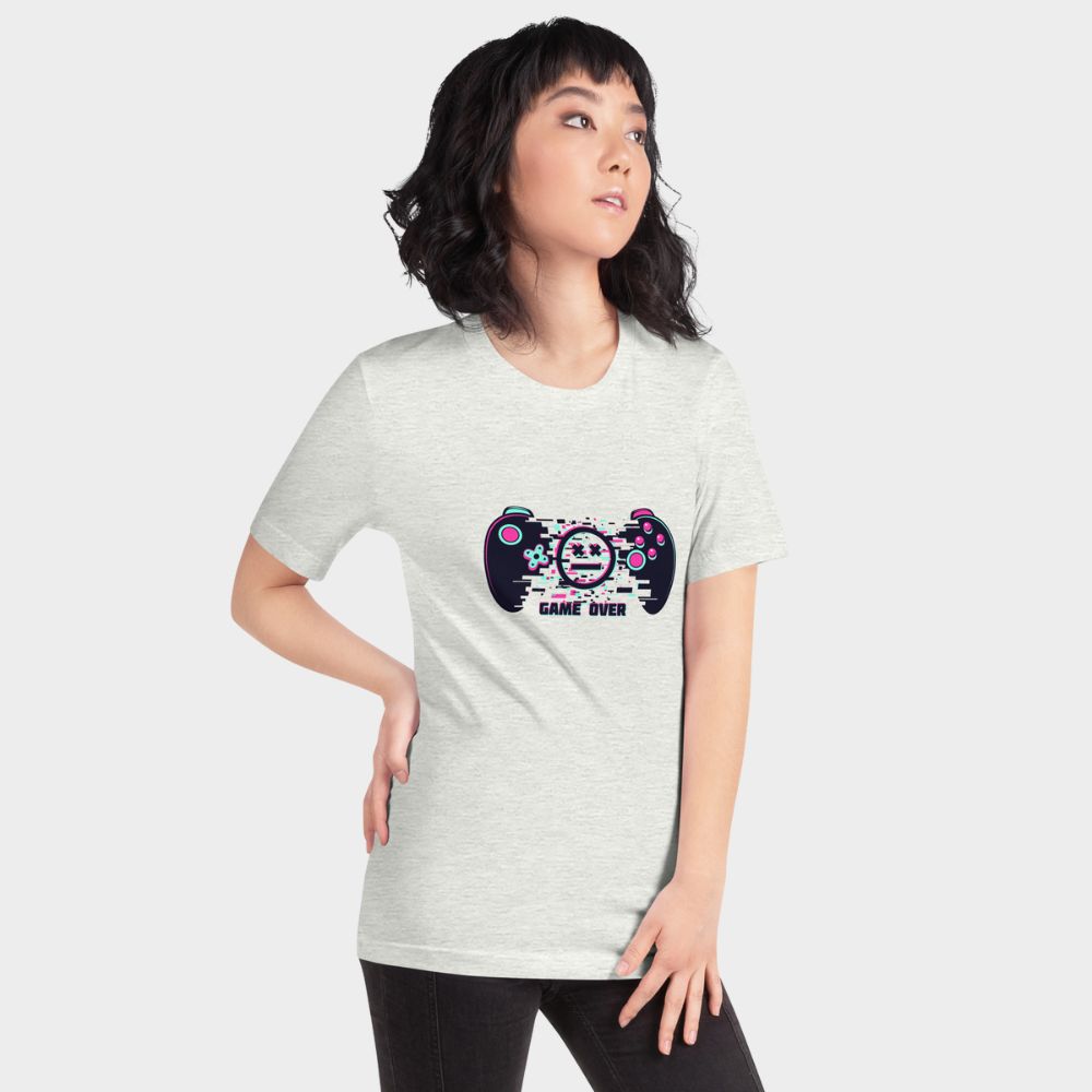 LouVoyage - T-shirt Women - Game Over - White & Gray - XS/3XL