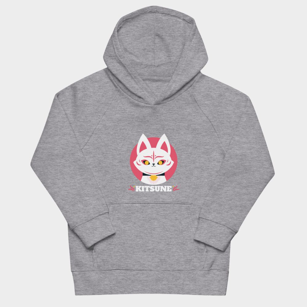 LouVoyage - Hoodie Girls - Kawaii Kitsune - Black & Gray - 4/12Y