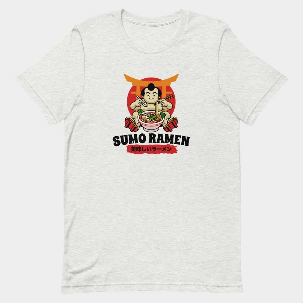 LouVoyage - T-shirt Women - Sumo Ramen - White & Gray - XS/3XL