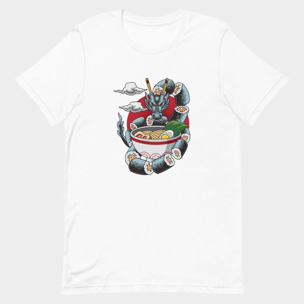 LouVoyage - T-shirt Women - Dragon x Sushi - Black & White - XS/3XL