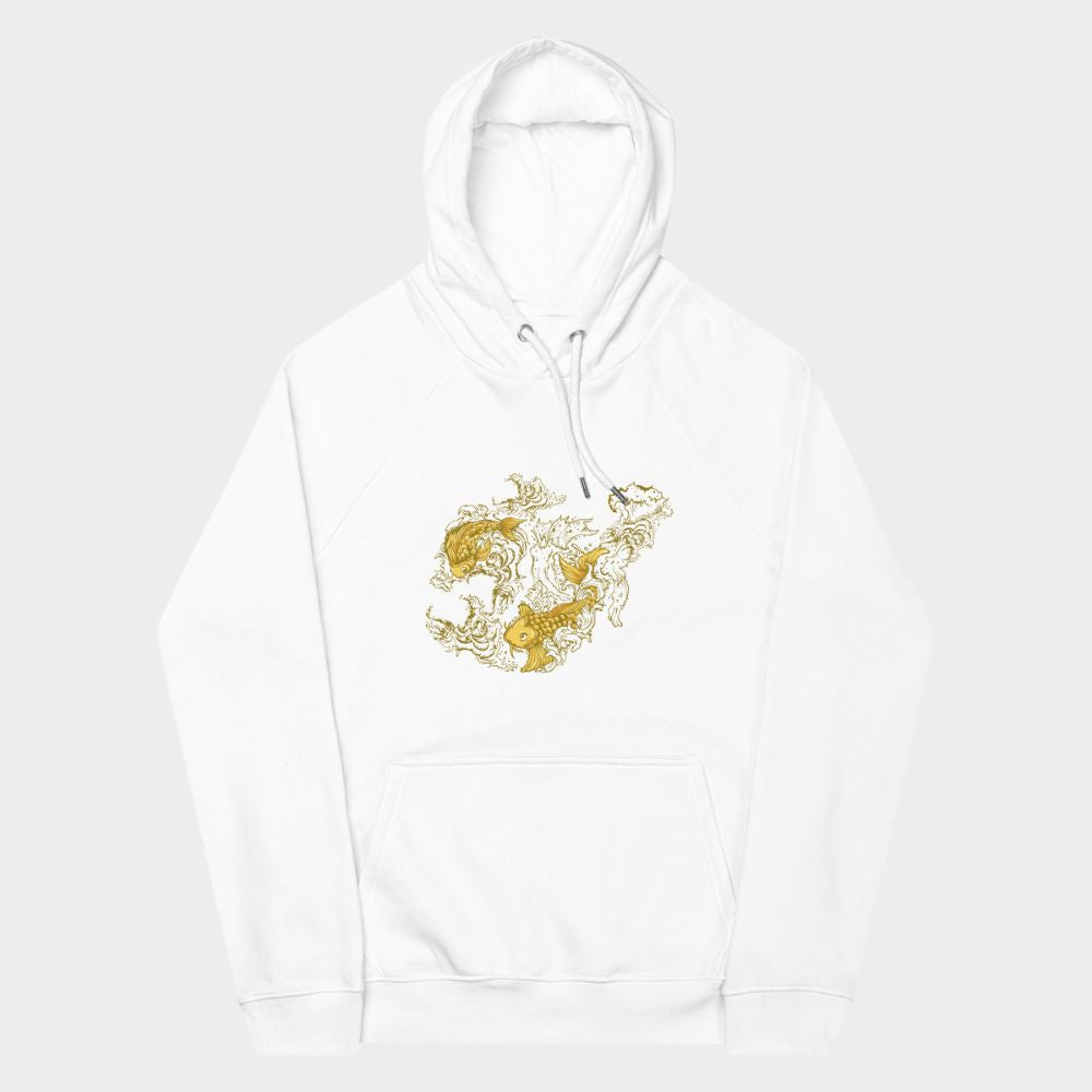 LouVoyage - Hoodie Women - Golden Koi Carp - Black & White - XS/3XL