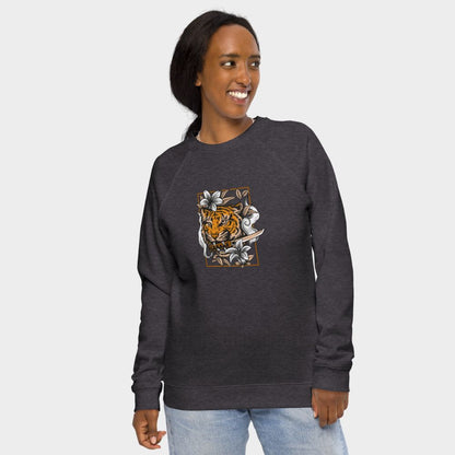 LouVoyage - Pullover Women - Tiger with Katana - Black & Gray & White - XS/3XL