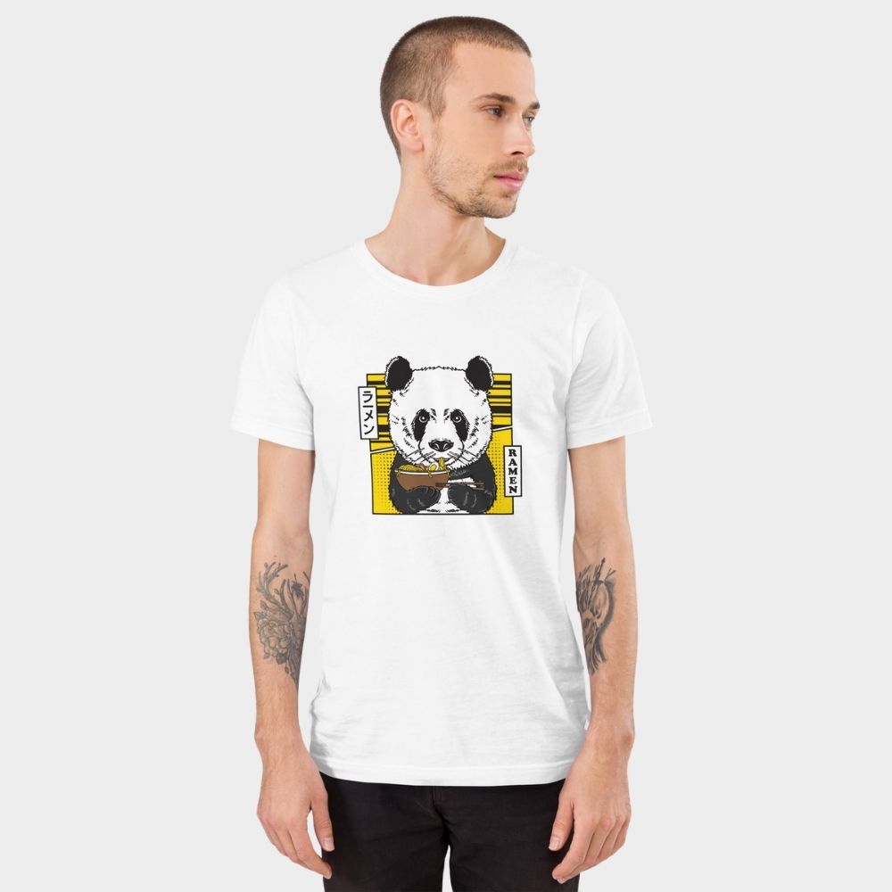 LouVoyage - T-shirt Men - Panda Food - Black & White - XS/3XL