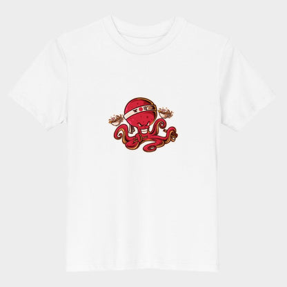 LouVoyage - T-shirt Boys - Octopus Cooking - Black & White & Blue - 3/13Y