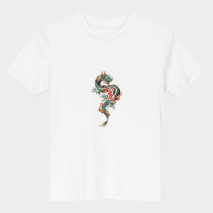 LouVoyage - T-shirt Boys - Dragon - Black & White & Blue - 3/13Y