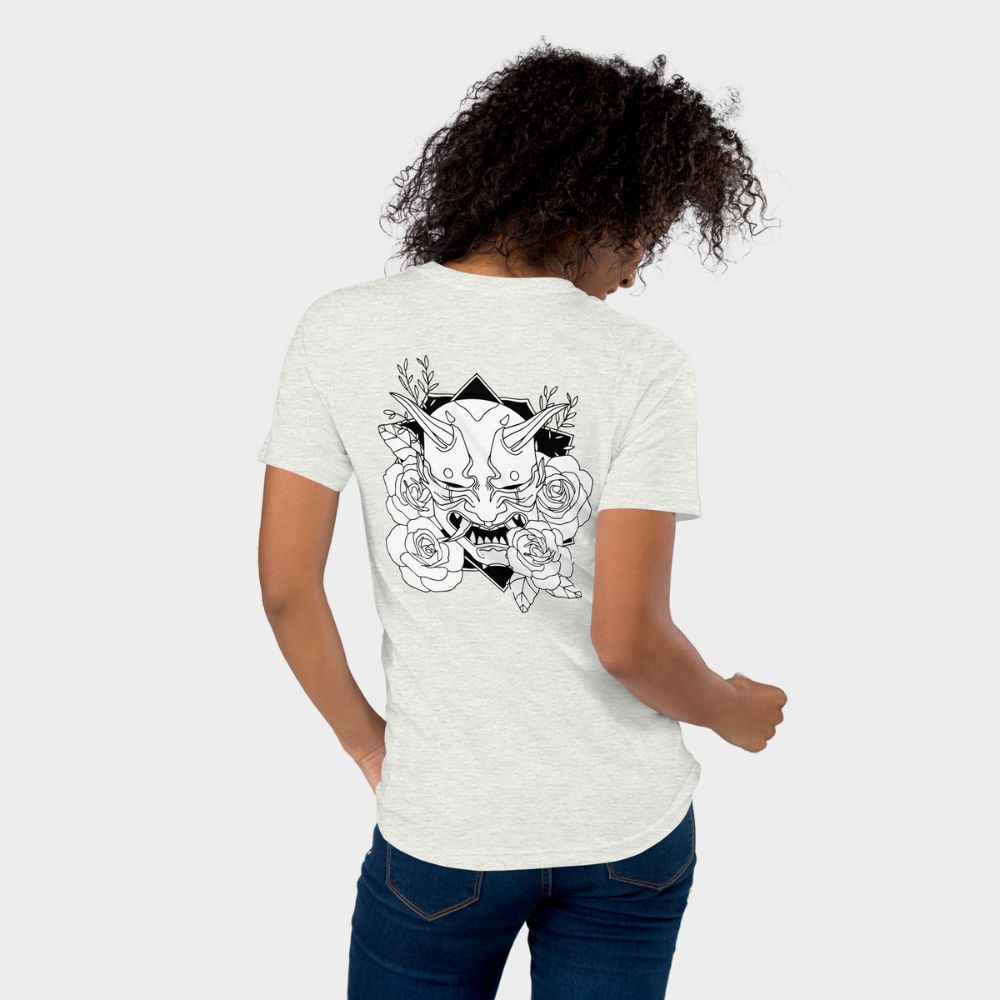 LouVoyage - T-shirt Women - Oni Katana - White & Gray - XS/3XL