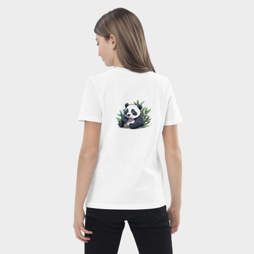 LouVoyage - T-shirt Girls - Kawaii Panda - Black & White & Blue - 3/13Y