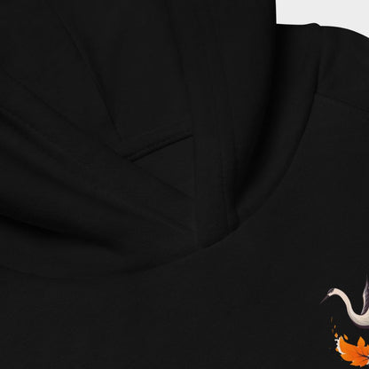 LouVoyage - Hoodie Girls - Japanese Crane Tattoo - Black & Gray - 4/12Y