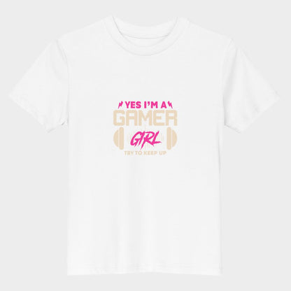 LouVoyage - T-shirt Girls - Yes i'm a Gamer Girl - Black & White & Blue - 3/13Y