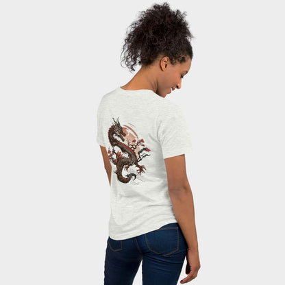 LouVoyage - T-shirt Women - Dragon Tattoo - White & Gray - XS/3XL