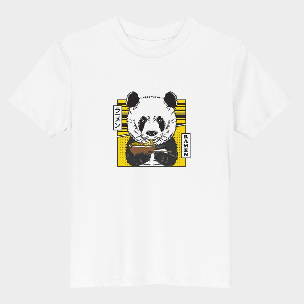 LouVoyage - T-shirt Girls - Panda Love Ramen - Black & White & Blue - 3/13Y