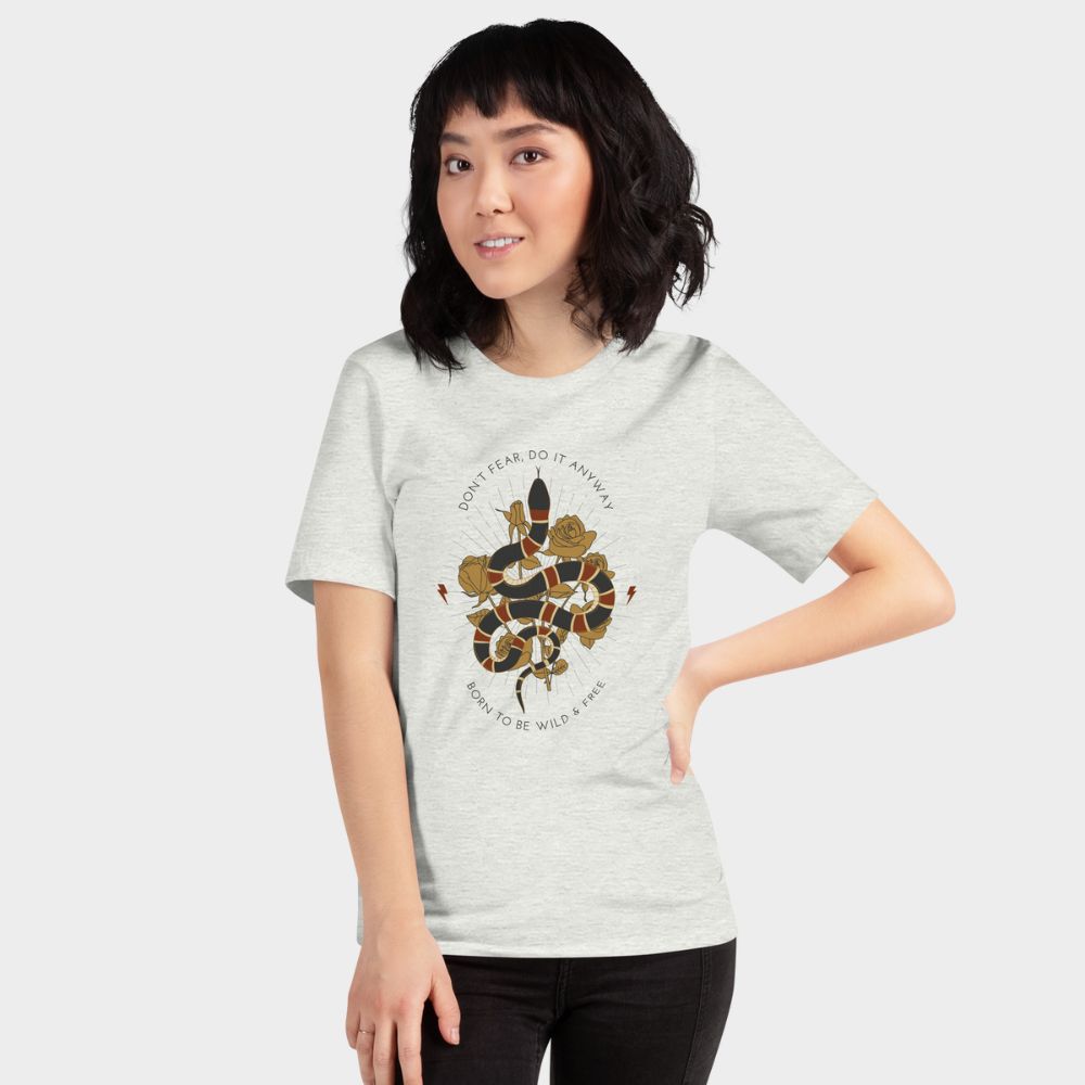 LouVoyage - T-shirt Women - Snake Phylosophy - White & Gray - XS/3XL