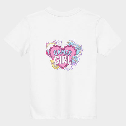 LouVoyage - T-shirt Girls - Gamer Girl - Black & White & Blue - 3/13Y