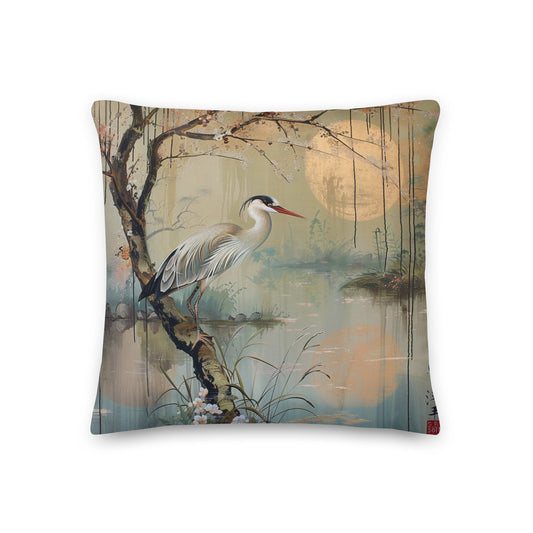 Pillow - Crane & Koi Carp - 45x45cm