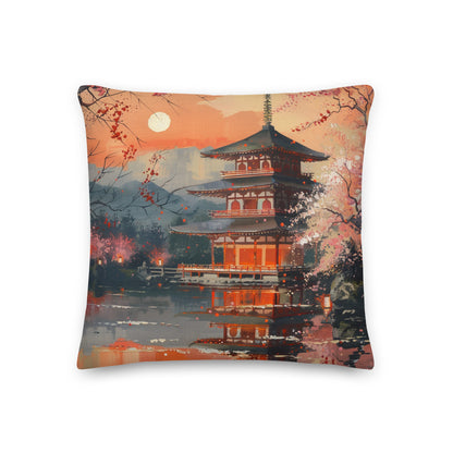 Pillow - Mount Fuji & Shinto Temple - 45x45cm