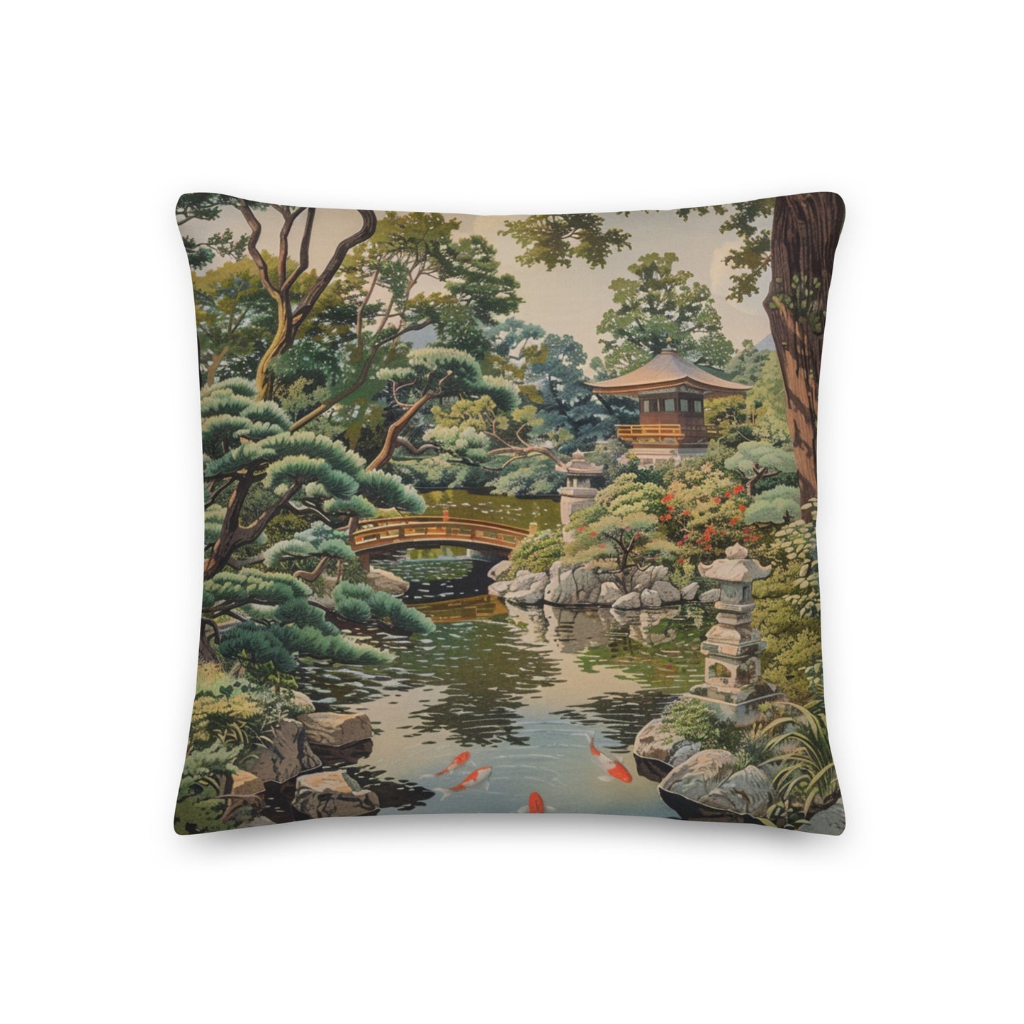 Pillow - Japanese Bridge & Japanese Garden - 45x45cm