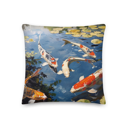 Pillow - Crane & Koi Carp - 45x45cm