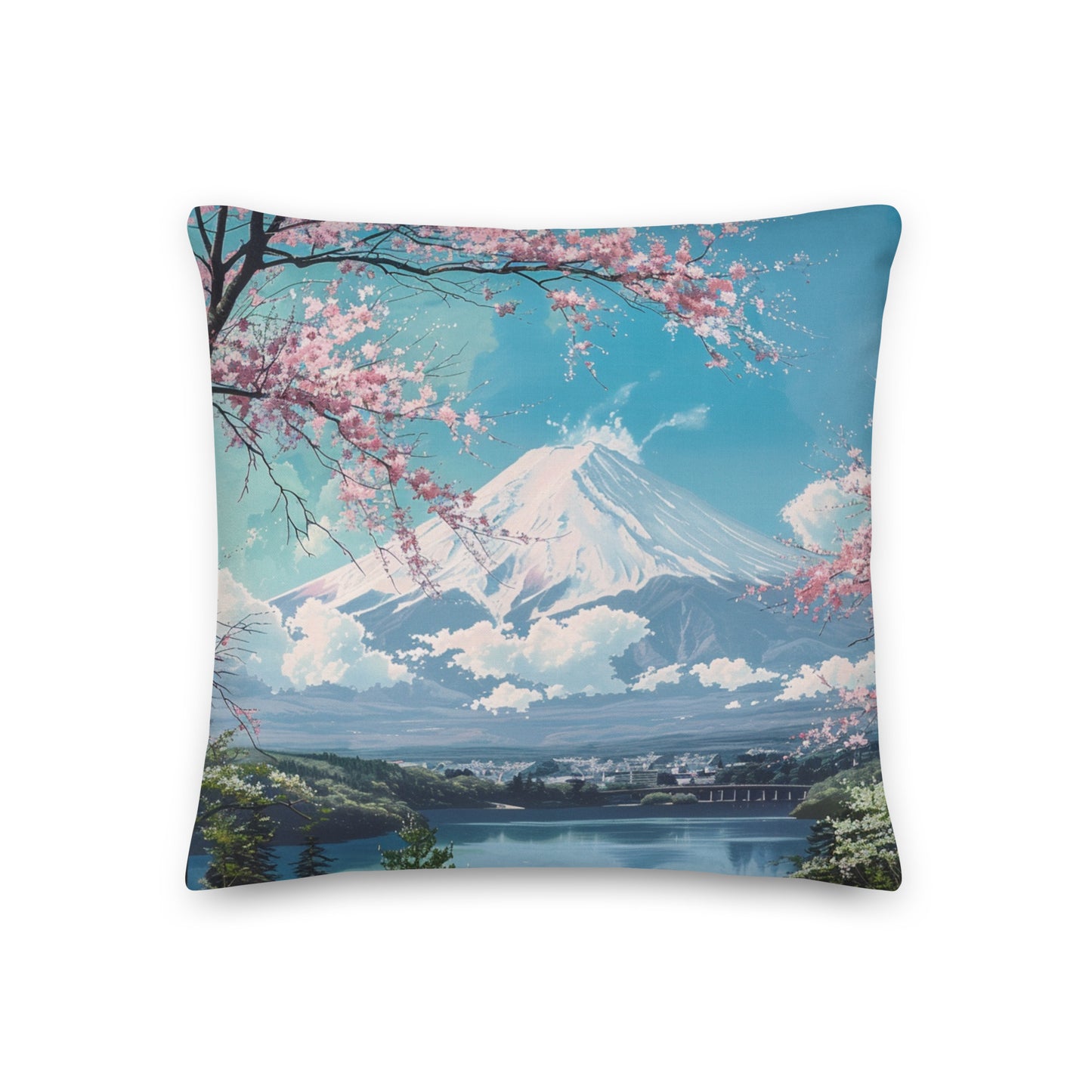 Pillow - Mount Fuji & Shinto Temple - 45x45cm