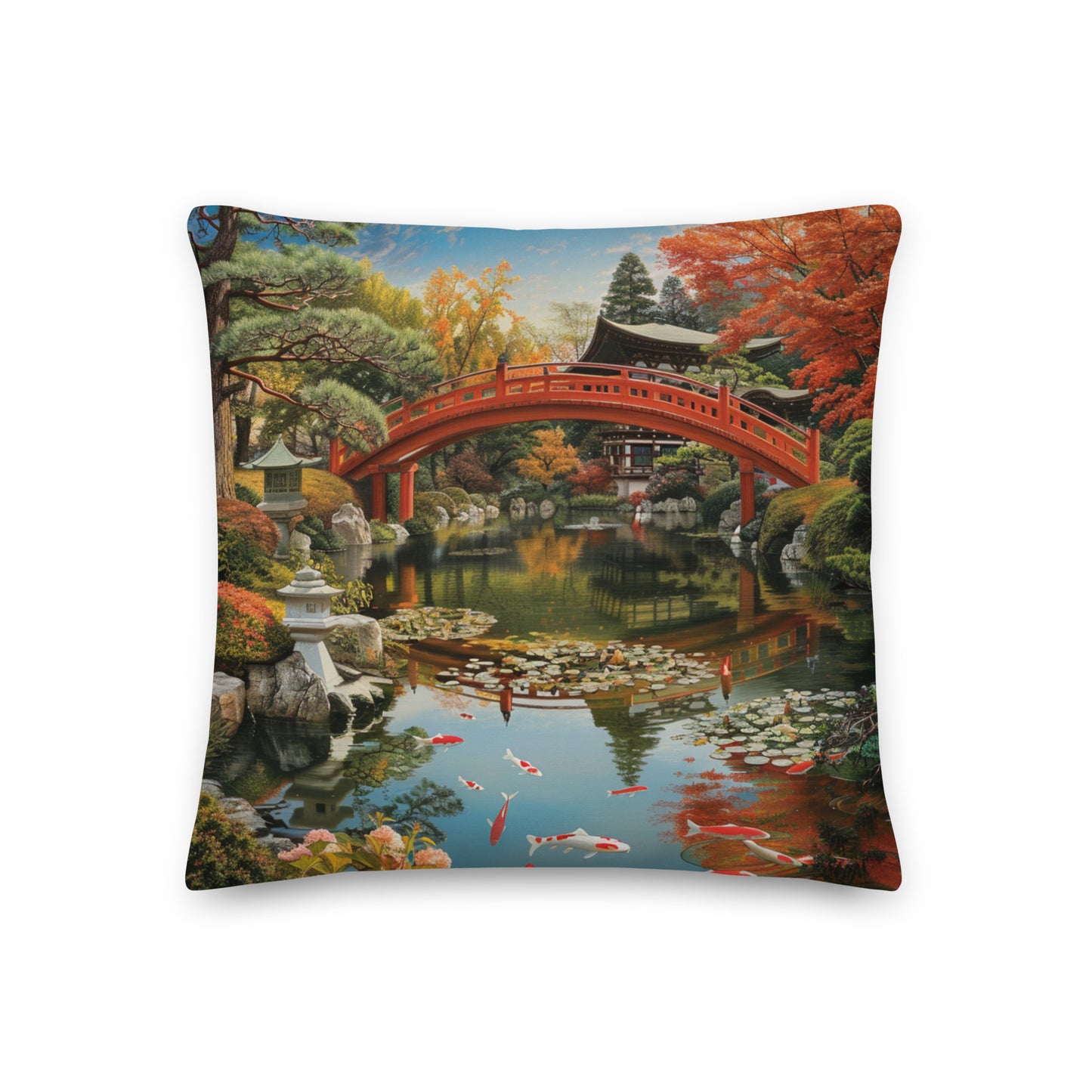 Pillow - Japanese Bridge & Japanese Garden - 45x45cm