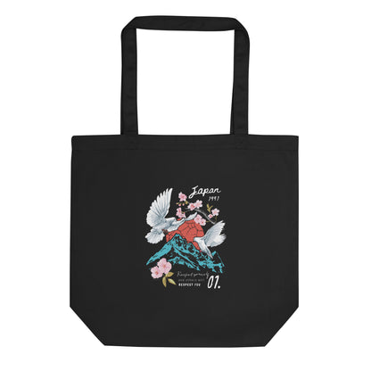 Eco Tote Bag - Tokyo & Osaka - Black - 40.6x35.6cm