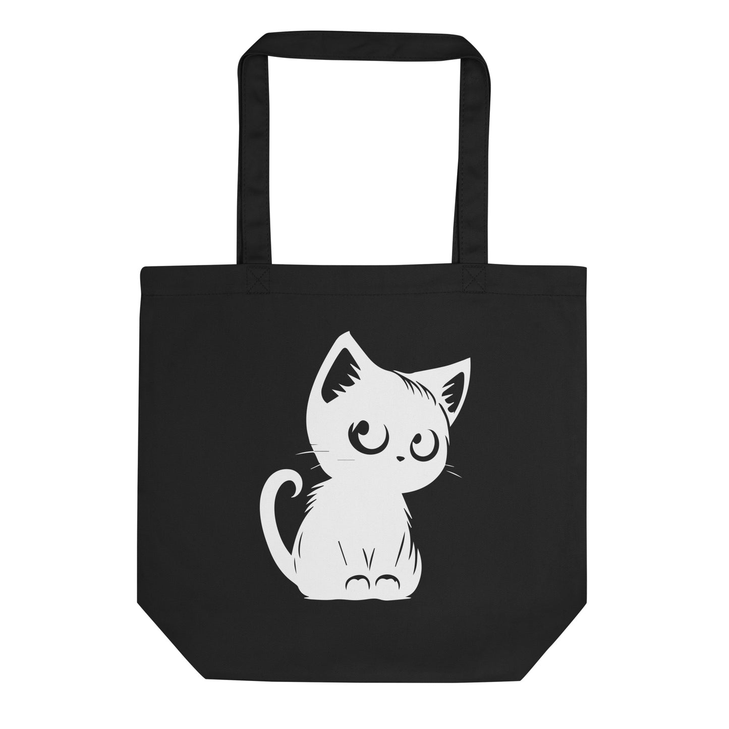 Eco Tote Bag - Cute Cat - Black - 40.6x35.6cm