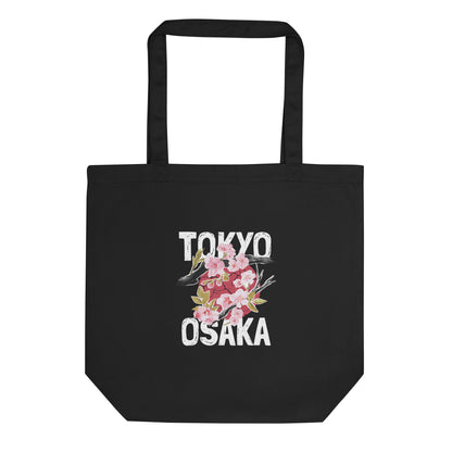 Eco Tote Bag - Tokyo & Osaka - Black - 40.6x35.6cm