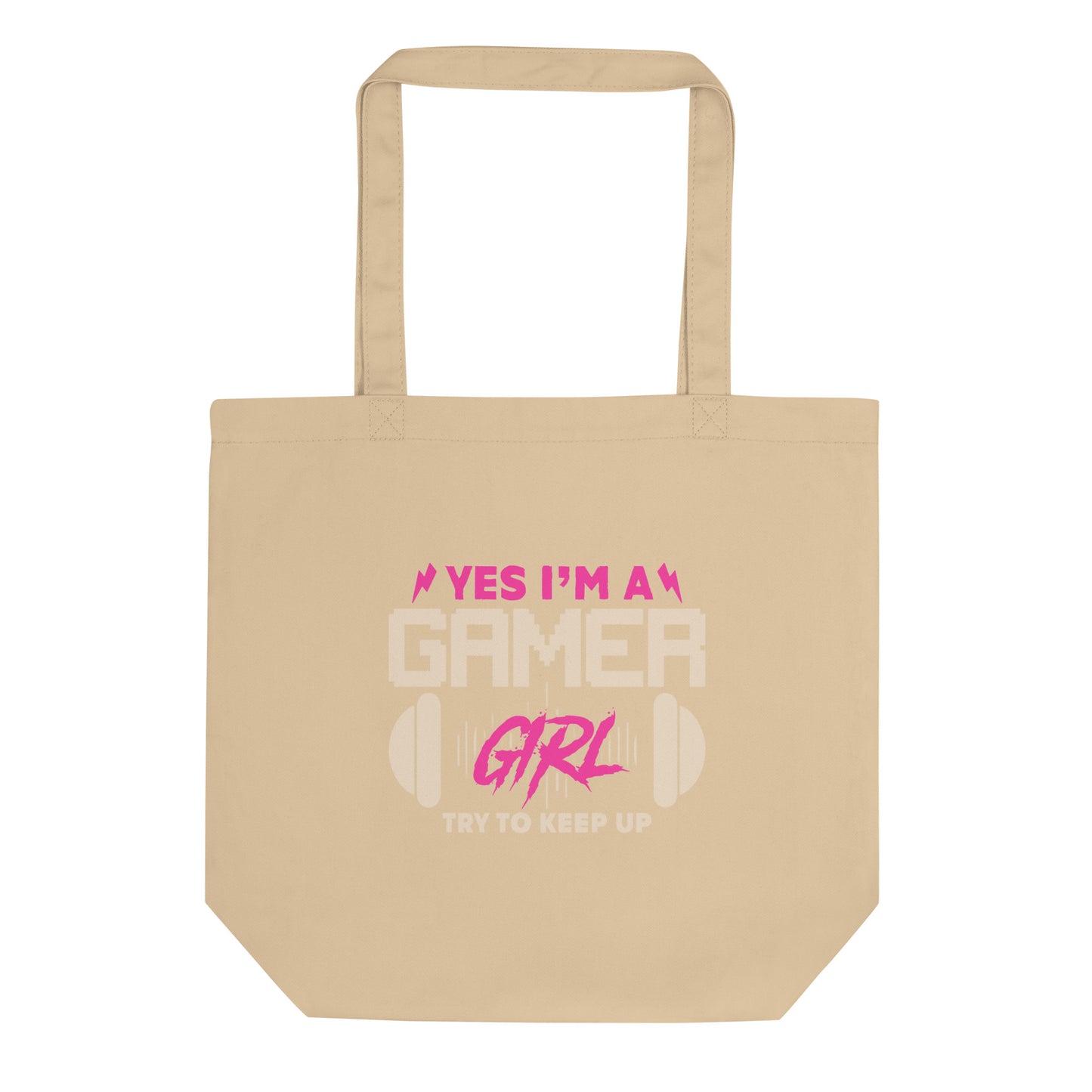 Eco Tote Bag - Gamer Girl - Black & Beige - 40.6x35.6cm